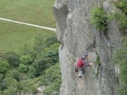 Rob completing the picturesque final pitch of Little Chamonix, below him were two solo climbers who just nipped up on their way to another crag!