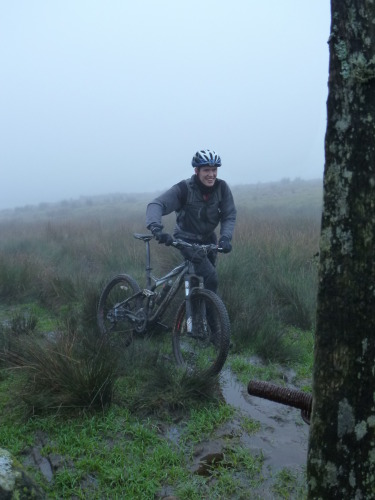 Paul in the mist and mud on Hanlith Moor 