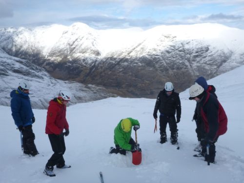 Checking snowpack stability on the winter skills course